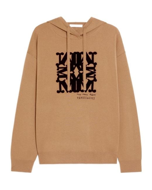 Max Mara Natural Drawstring Long-Sleeved Hoodie