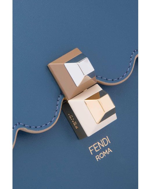 Fendi Blue Kan I Scallop-Edged Handbag