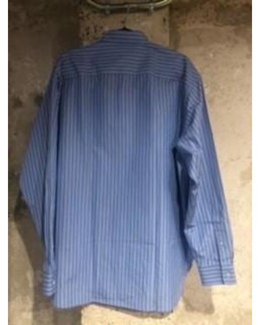 Lanvin Blue Striped Straight Hem Shirt for men