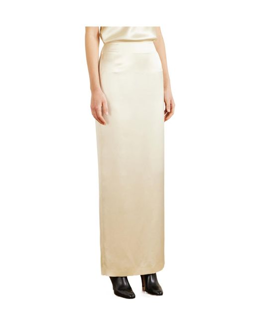 The Row White Bartelle Silk-Satin Maxi Skirt