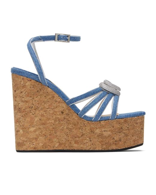 Mach & Mach Blue 125Mm Heart-Appliqué Sandals