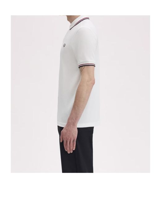 Fred Perry White Short Sleeve Twin Tipped Polo Shirt for men