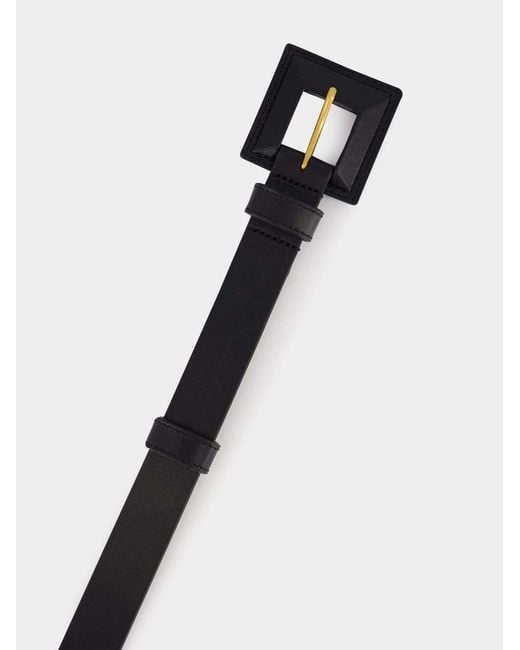 Saint Laurent White Square Buckle Belt