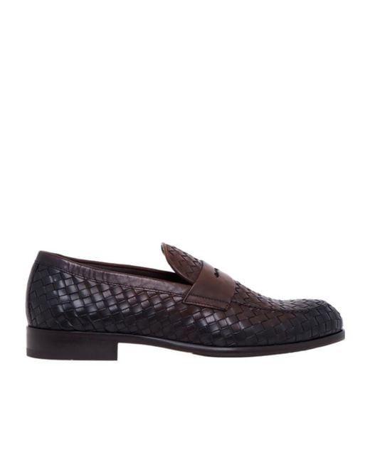 Doucal's Brown Woven Penny Loafers for men
