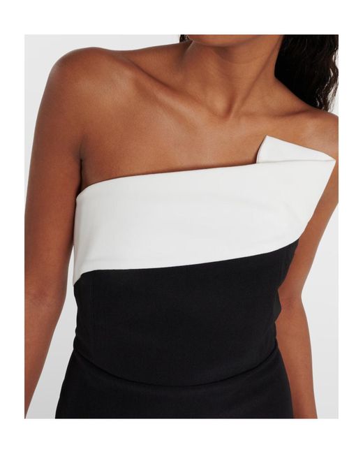 Roland Mouret Black Strapless Crepe Midi Dress