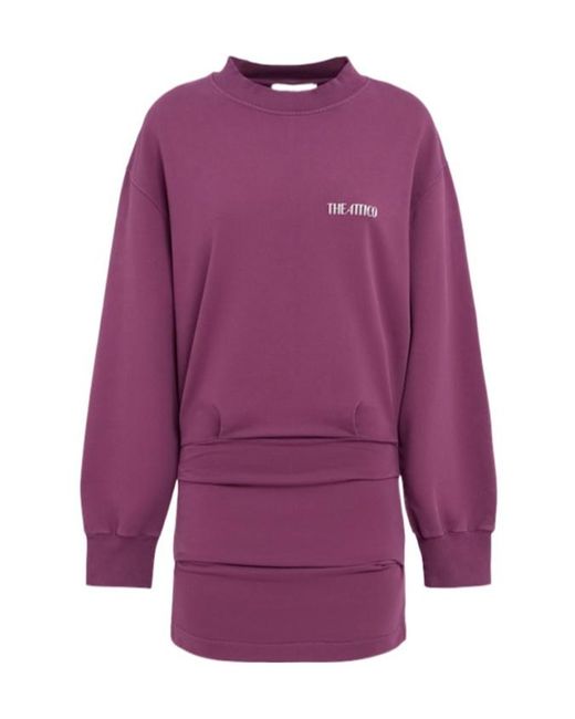 The Attico Purple Ruched Jersey Mini Dress