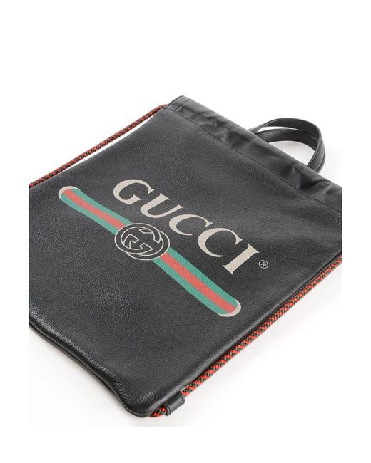 Gucci Black Logo Drawstring Backpack