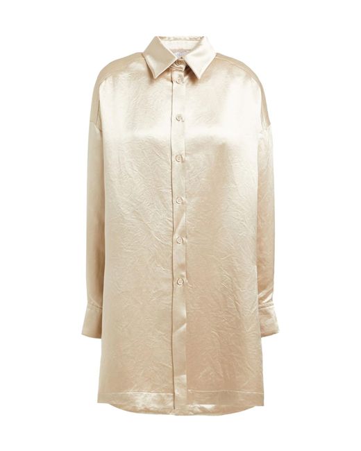 Max Mara Natural Solid Satin Long Shirt