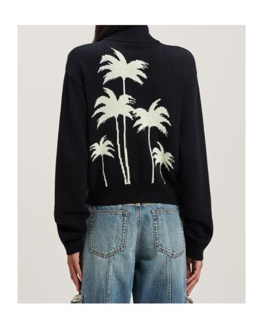 Palm Angels Blue Palm Tree Knitted Track Top