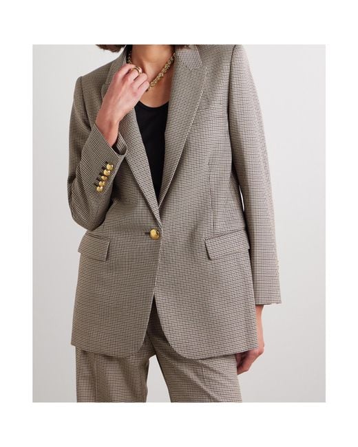 Nili Lotan Brown Houndstooth Single-Breasted Suit Jacket