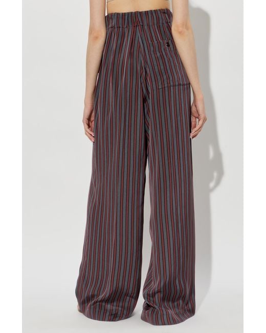 Dries Van Noten Purple Striped Casual Pants