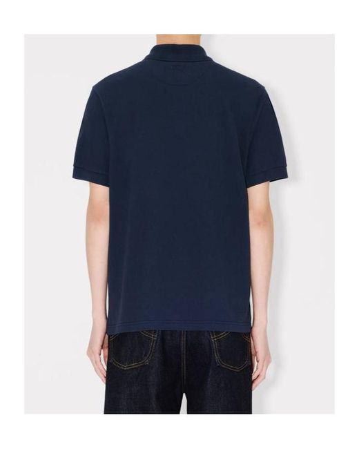 KENZO Blue Boke Flower Embroidered Slim Polo Shirt for men