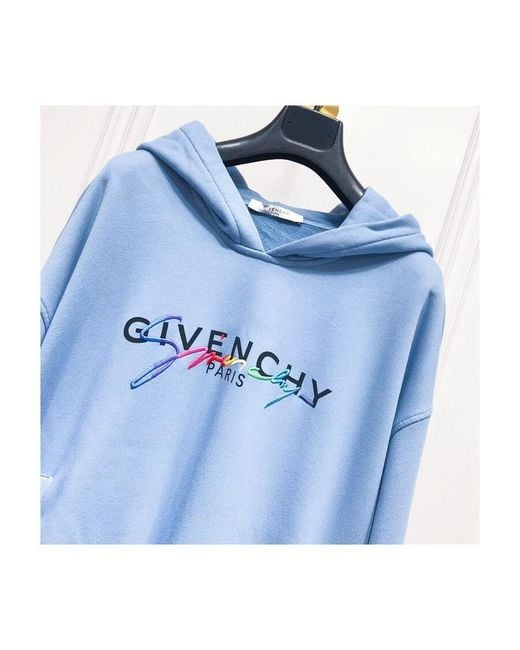 Givenchy Blue Logo Printed Hooded Sweater