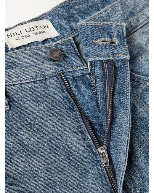 Nili Lotan Blue Ebony Paneled Two-Tone High-Rise Denim Trousers