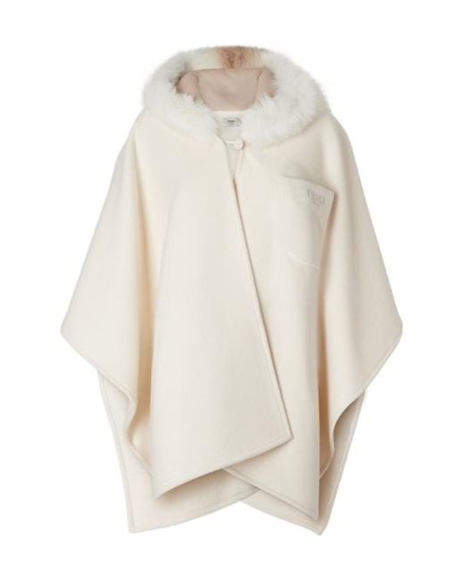 Fendi White Ivory Wool Poncho