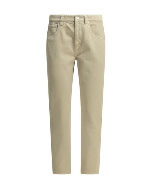 Brunello Cucinelli Natural 'Straight Shiny Bartck' Straight Leg Jeans