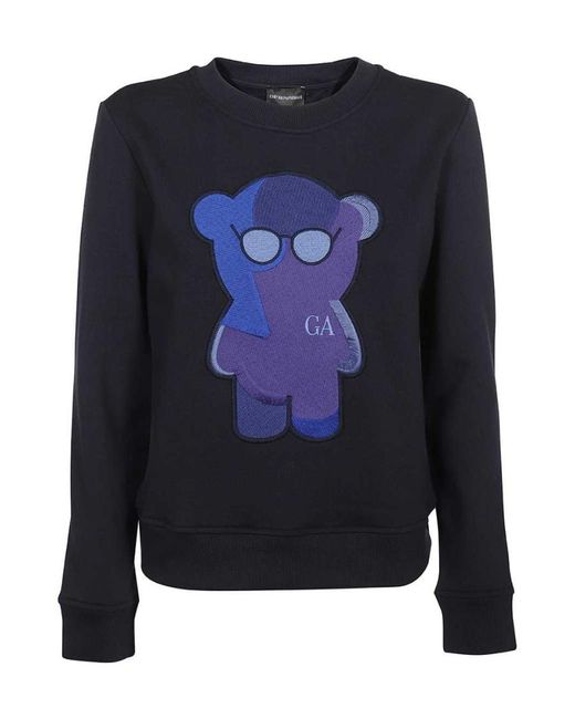 Emporio Armani Blue Manga Bear Long-Sleeved Sweatshirt