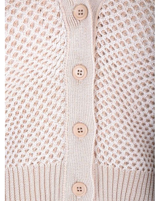 Fabiana Filippi Pink Long-Sleeved V-Neck Knitted Cardigan