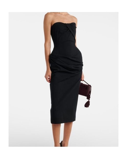 Magda Butrym Black Draped Midi Dress