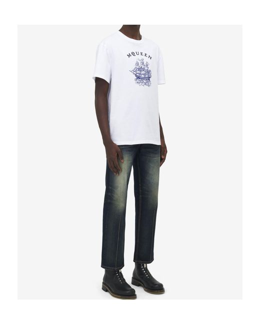 McQueen White Sailor Tattoo T-Shirt for men