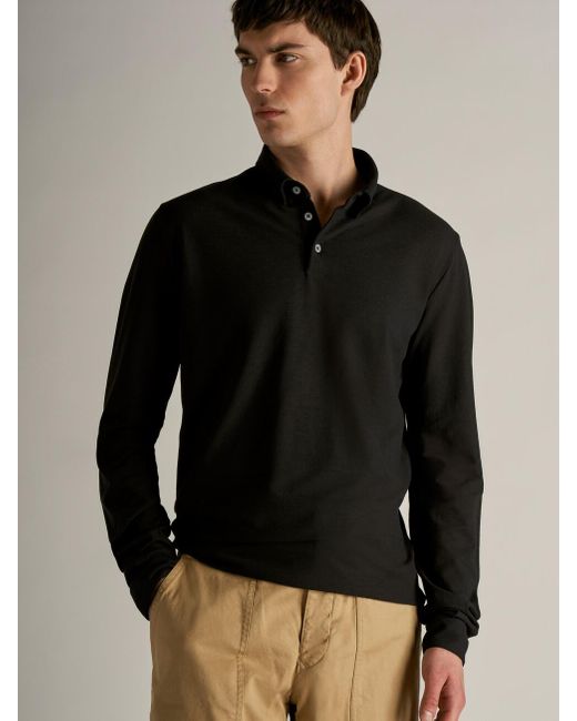 Zanone Blue Ice Button Detailed Long-Sleeved Polo Shirt for men