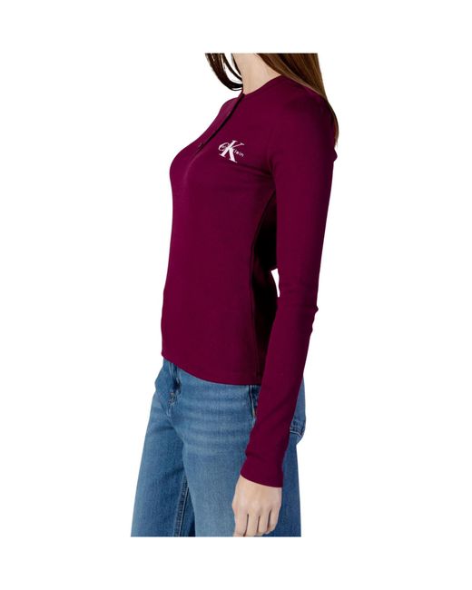 Calvin Klein Blue Long-Sleeved Button-Up T-Shirt