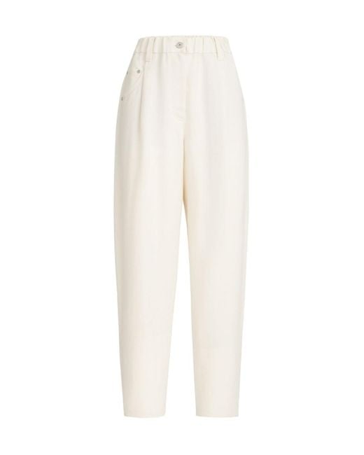 Brunello Cucinelli White Embellished Straight Trousers