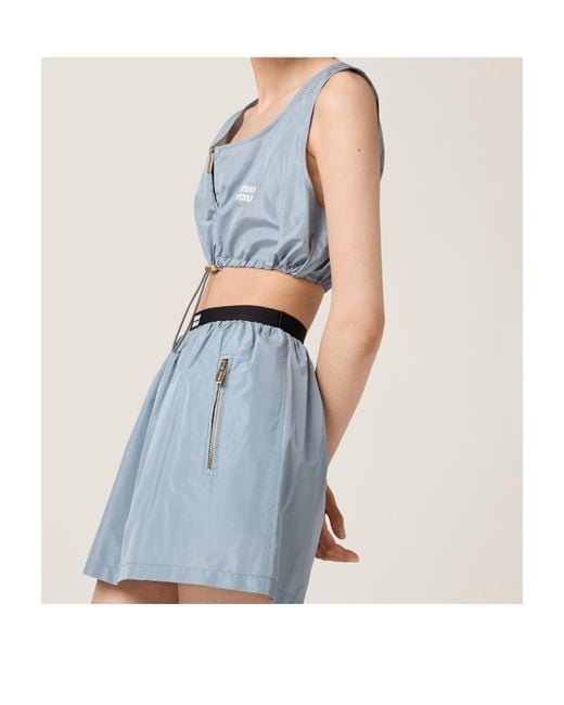 Miu Miu Blue Technical Silk Top