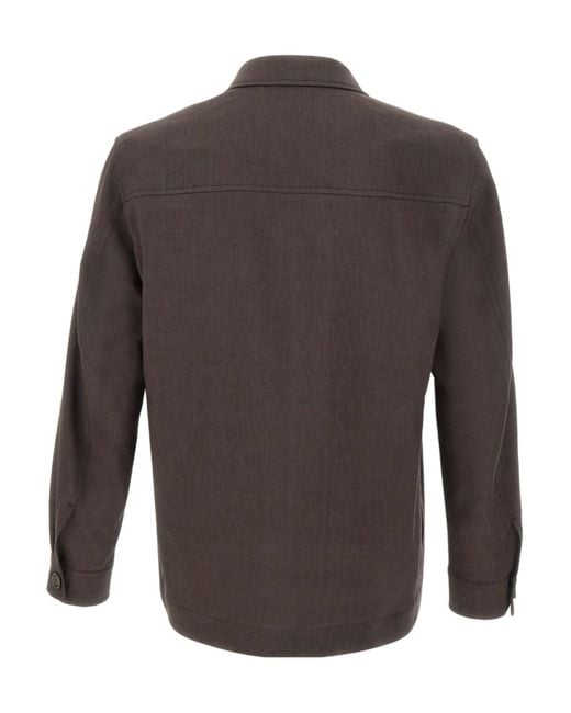 Boss Brown Corvin Buttoned Overshirt for men