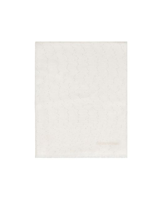 Emporio Armani White Logo Embroidered Sequined Stole