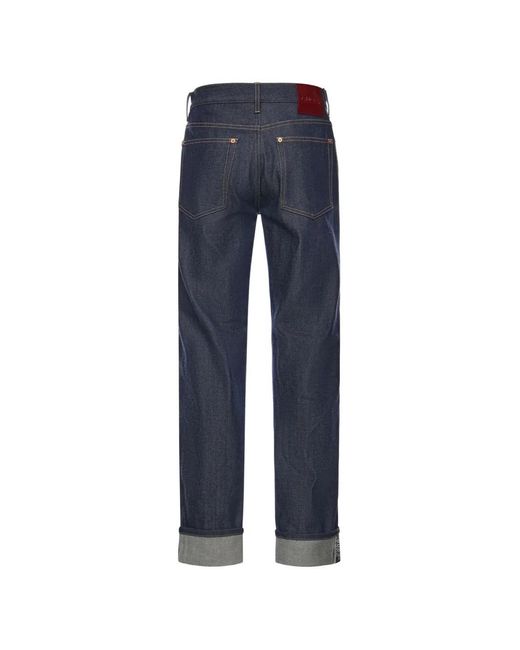 Gucci Blue Logo Patch Denim Trousers for men