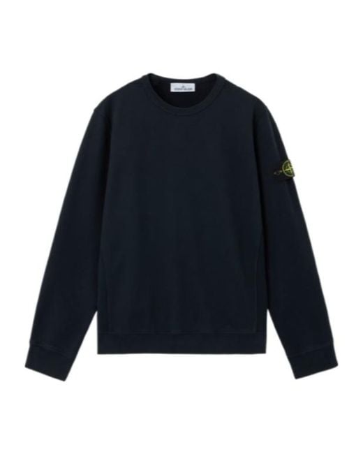Stone Island Blue Logo Patch Crewneck Sweatshirt for men