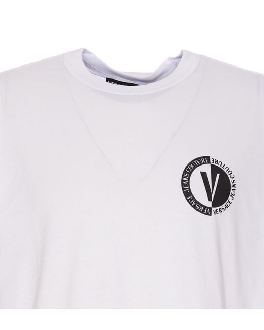 Versace Jeans White Couture Logo-Printed Crewneck T-Shirt for men