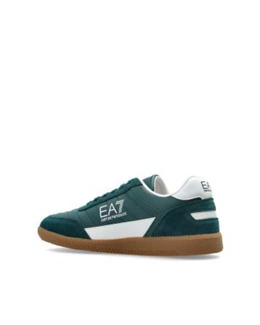EA7 Green Logo Printed Lace-Up Sneakers for men