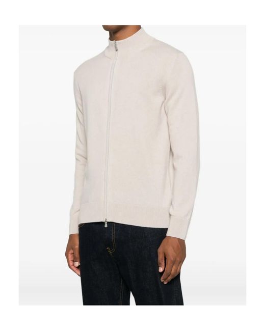 Eleventy White High-Neck Zip-Up Cardigan for men