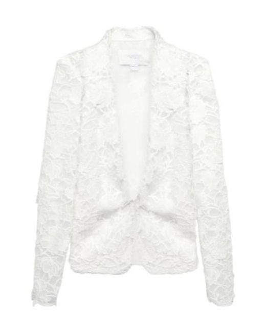 Giambattista Valli White Single-Breasted Fringed Lace Jacket