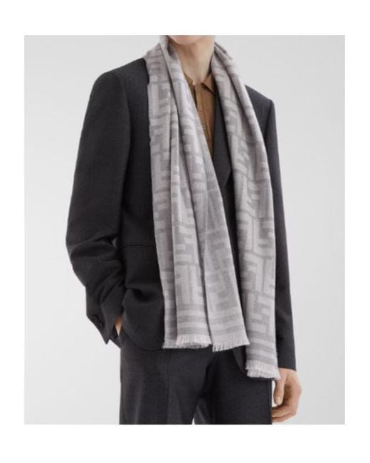 Fendi White Ff Jacquard Scarf for men
