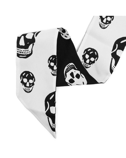 McQueen White Simple Silk Scarf