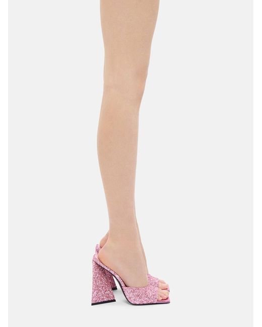 The Attico Pink The Devon Sequin Embellished Block Heel Mules