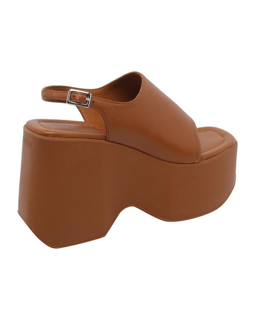 Vic Matié Brown Platform Peep-Toe Heeled Sandals