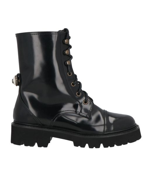 Dolce & Gabbana Black Minimal Shiny Leather Combat Boots