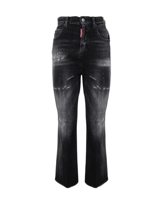 DSquared² Black Flared Distressed Jeans