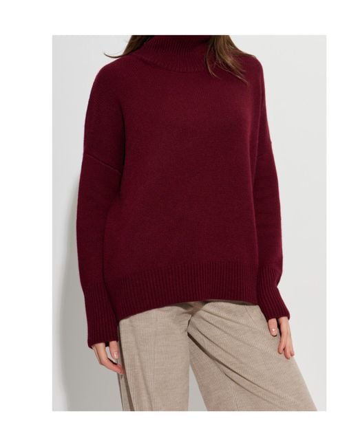 Lisa Yang Red Heidi Ribbed Turtleneck Knitted Sweater