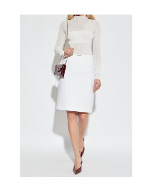 Versace White Single Slit Skirt