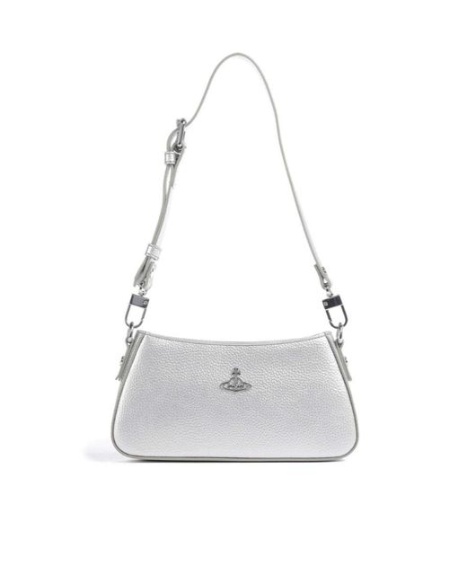 Vivienne Westwood White Tasha Grain Shoulder Bag Imitation Leather
