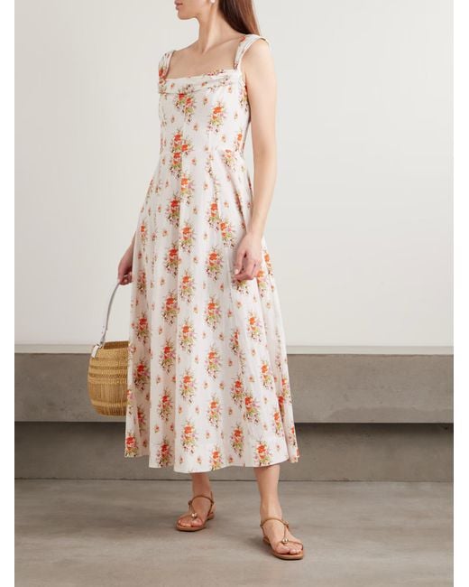 Doen White Clea Ruffle Print Dress
