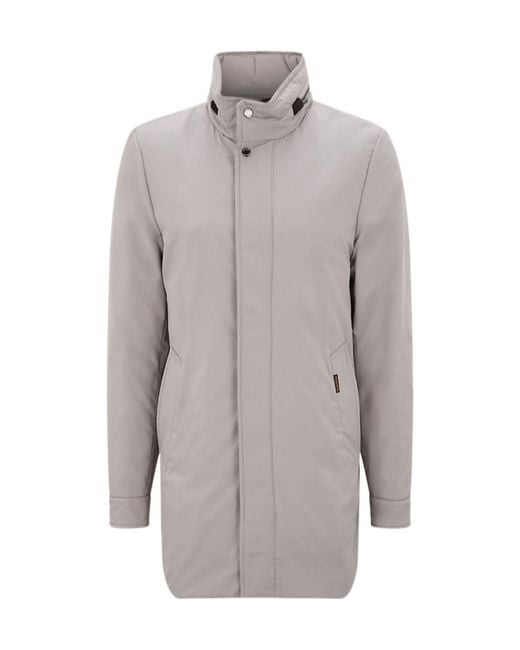 Moorer Gray High-Neck Buttoned Coat for men