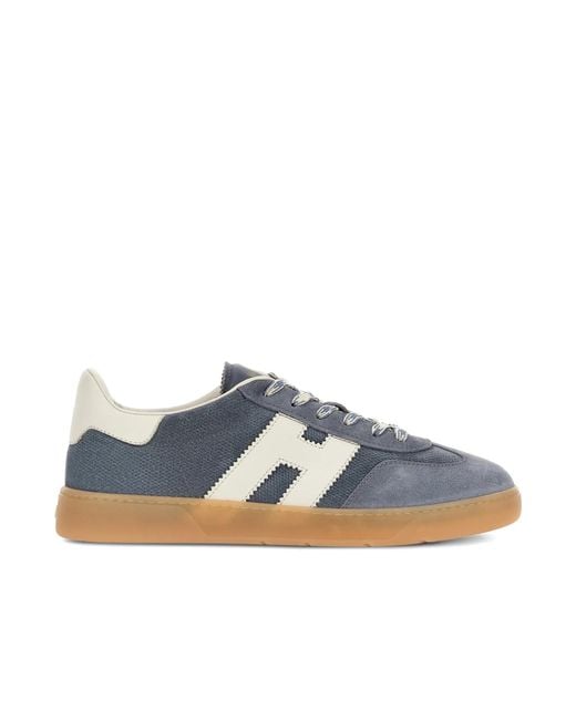 Hogan Blue Logo-Patch Lace-Up Sneakers for men