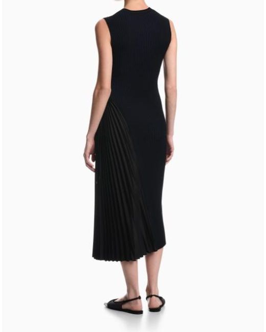 Emporio Armani Blue Long Viscose Dress With Pleated Side Insert And Drawstring