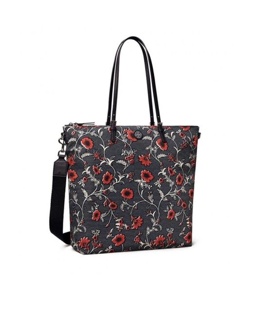 Tory Burch Black Retro Block Print Tote Bag